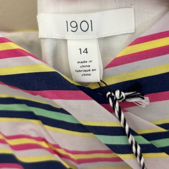 NWT 1901 Nordstrom Multi Striped Strappy A-Line Midi Dress Womens Size 14 Preppy - Picture 8 of 8